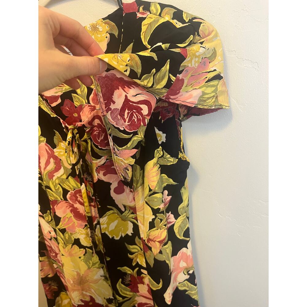 Vintage 90's Floral Cottagecore Short Sleeve Midi Length Romantic Dress Size M - Picture 7 of 10